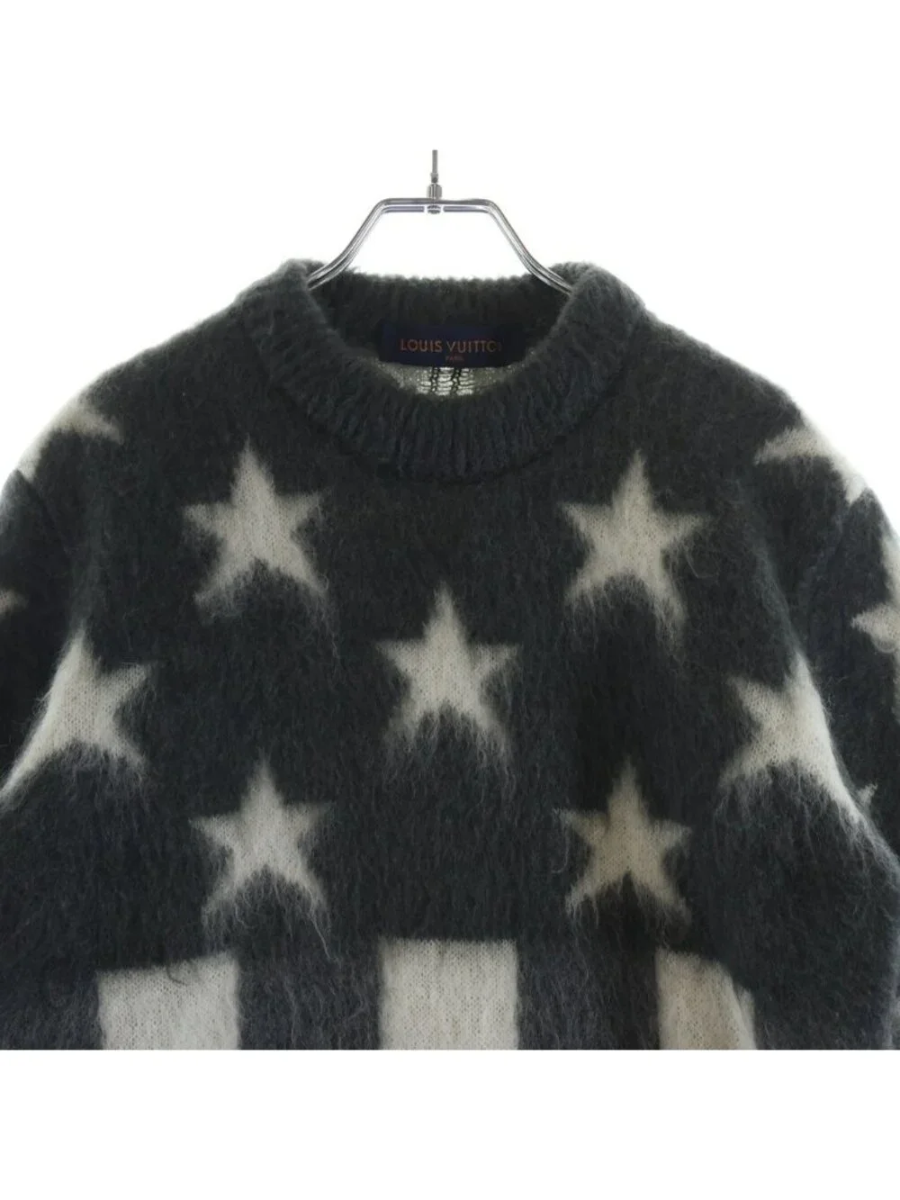 Louis Vuitton Usa Flag Mohair Jacquard Knit Sweater White Gray